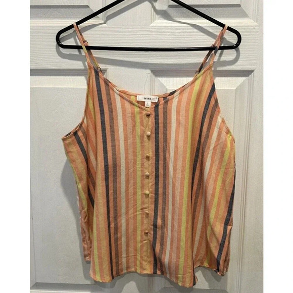 Mine Orange And Yellow Striped Sleeveless Cami Blouse Size Large‎ - Picture 1 of 7
